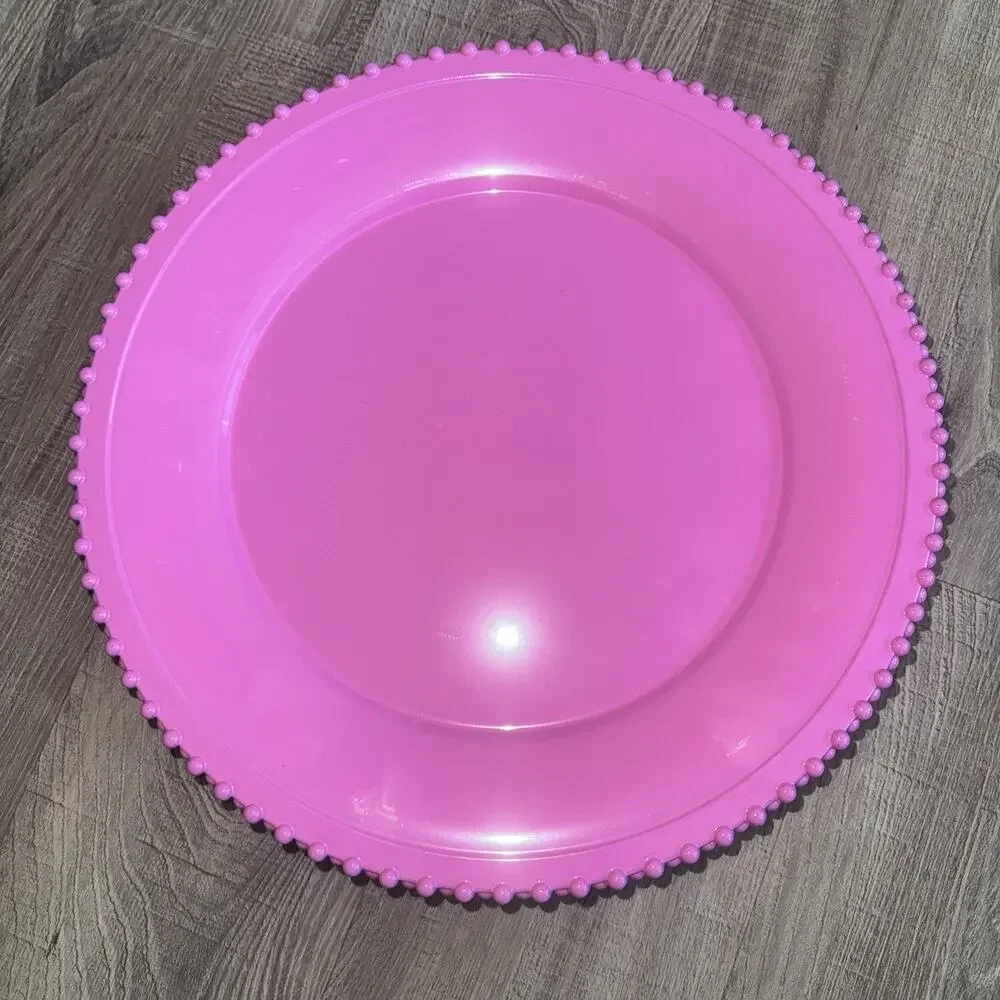 10 Pink Beaded Charger Plates 13” The Spring Shop Wedding Party Table Decor